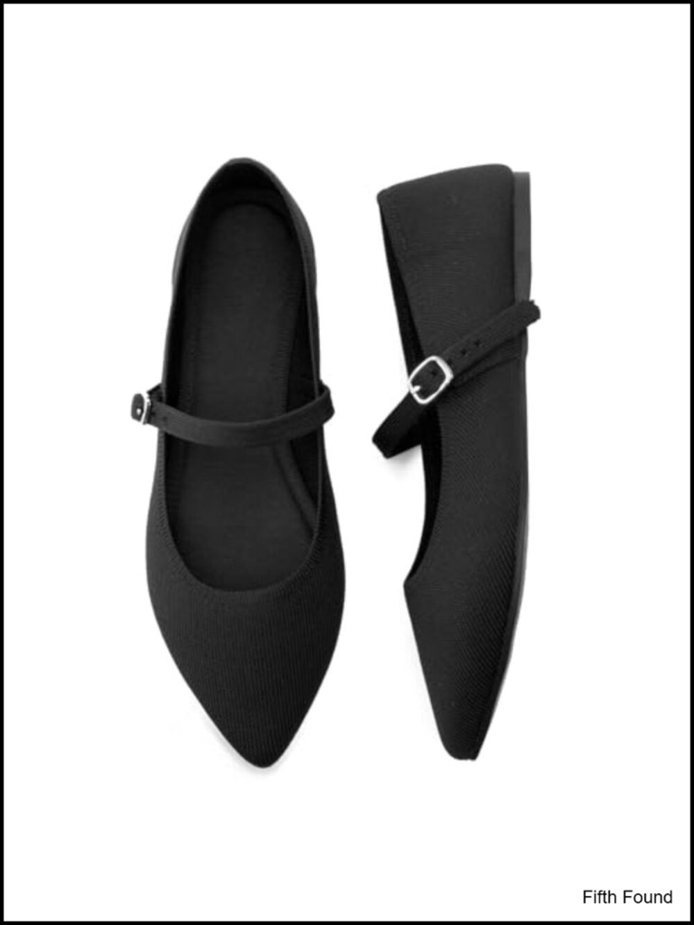 Knit Ballet Flats Pointed Toe Adjustable Strap Washable Comfortable Office